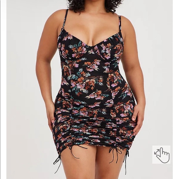 torrid Other - Torrid BLACK FLORAL MESH DRAWSTRING CHEMISE NWT
